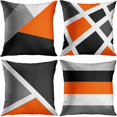 thumbnail image 1 of Set of 4 Throw Pillow Covers Modern Abstract Stripe Simple Geometric Acrylic Bold Decorative Pillow Cases Home Decor Square 16x16 Inches Pillowcases(Black Grey Orange), 1 of 5
