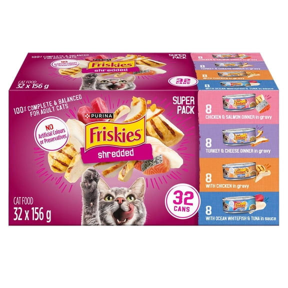 Friskies Shredded Super Pack, Wet Cat Food 32 X 156g