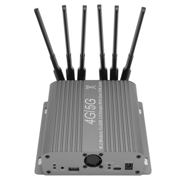 Adaptateur Module 4G 5G vers USB 3.0, Antennes à Fort Gain 2 Emplacements pour Carte SIM Module M.2 vers USB 3.0 Dongle pour Connexion