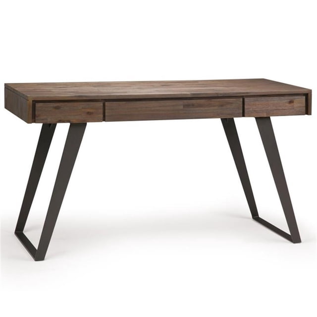 Allora Solid Acacia Wood Desk in Rustic Natural Aged Brown