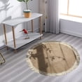 thumbnail image 4 of Hi,Fancy Tapis en Jute Doux à Motif Tressé avec Pompons pour Bureau, Tapis Jeté Tapis de Sol 45 cm, 4 of 9