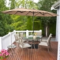 thumbnail image 2 of Costway Parasol de Patio Double Face Jumeau de 15 Pi pour l'Extérieur, Style Marché, avec Manivelle et Base, Couleur Café, 2 of 10