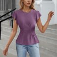 thumbnail image 2 of Zpanxa Women's Chiffon Blouse with Flutter Ruffle Sleeves and Fitted Waist, Solid Color Top, 2 of 4