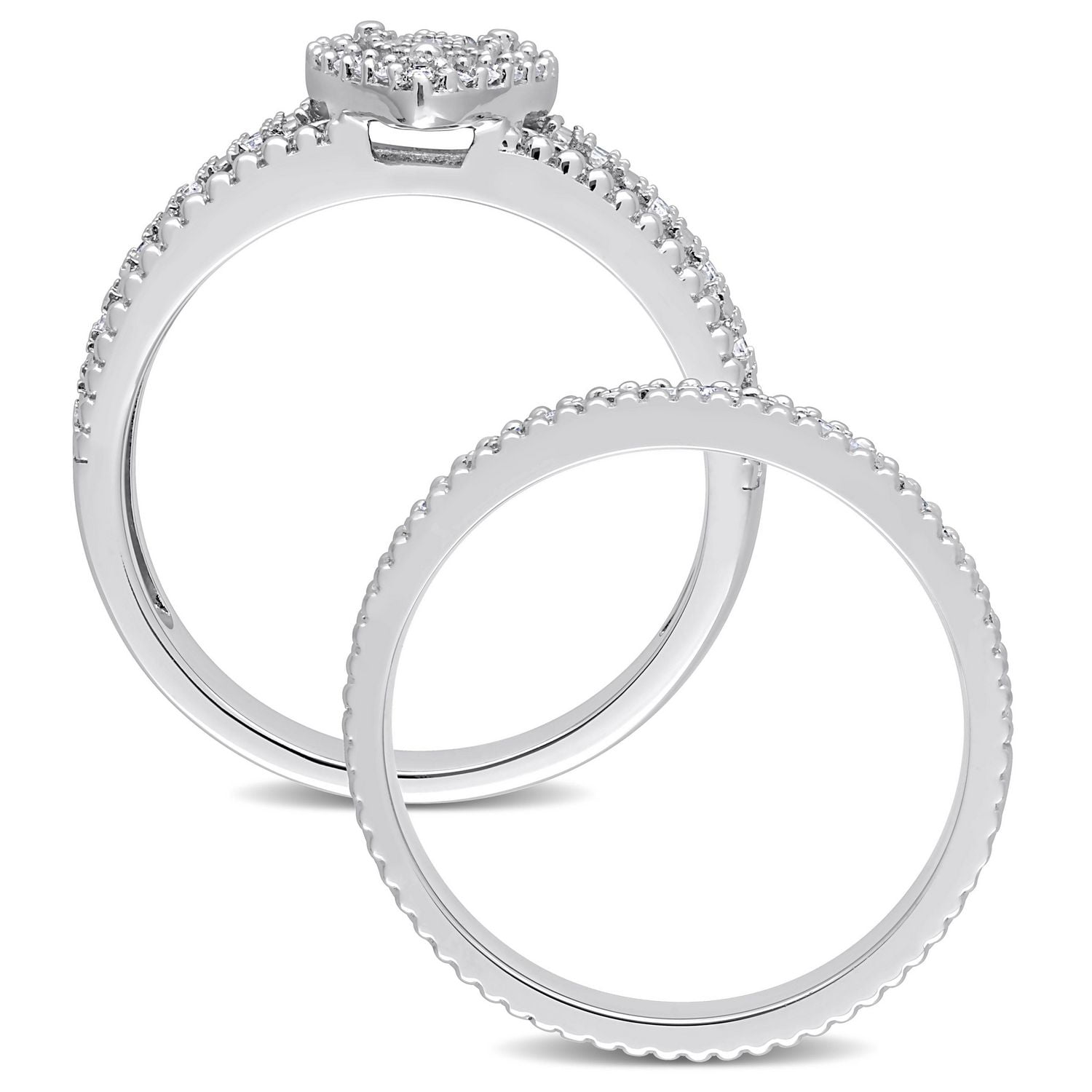 Miabella 1/3 Carat T.W. Diamond Sterling Silver Teardrop Cluster Halo Bridal Ring Set