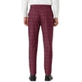 thumbnail image 3 of INSPIRE CHIC Men's Plaid Slim Fit Flat Front Dress Pants with Pockets 38 Burgundy, 3 of 7