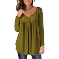 thumbnail image 1 of Yuyuzo Womens Fall Shirts Long Sleeve Casual Scoop Neck Buttons Ruffled Tunic Tops Flowy Blouses, 1 of 5