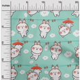 thumbnail image 2 of oneOone Cotton Flex Turquoise Blue Fabric Asian Kawaii Rabbit Sewing Craft Projects Fabric Prints By Yard 40 Inch Wide, 2 of 4