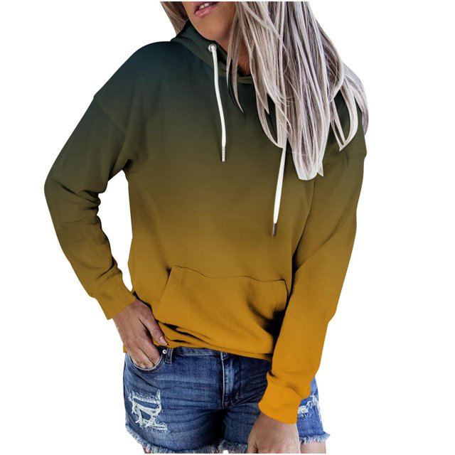 Penkiiy Sweat à Capuche pour Femmes Mode Décontractée Patchwork Jaune Y2K