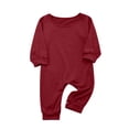 thumbnail image 2 of RKSTN Christmas Pajamas for Family Solid Color Soft Round Neck Long Sleeve Tops and Pants Sleepwear Two Piece Family Christmas Pjs Matching Sets(Baby), 2 of 6