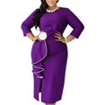 thumbnail image 1 of Women's Frilled 3D Flower Ruffle Bodycon Dress Pleated Casual Mini Swing Dresses, 1 of 4