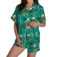 thumbnail image 2 of Pyjama pour Femmes en Satin Imprimé Graphique, Mignon, Tenue de Nuit, Boutons, Hauts à Manches Courtes, Ensembles de Shorts, 2 of 5