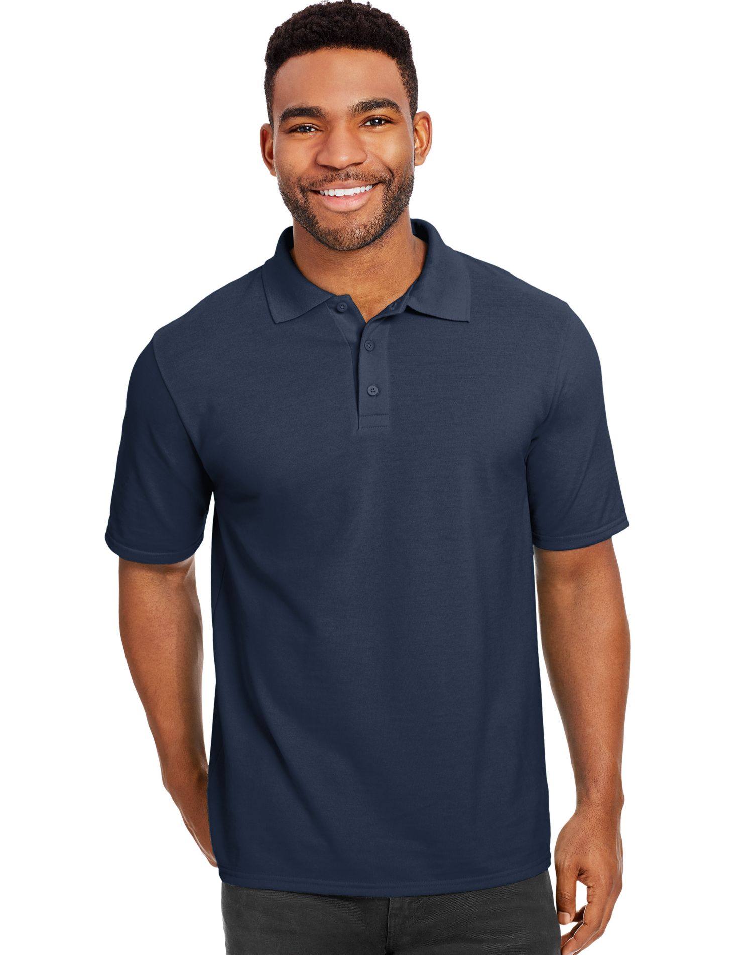 Hanes Men`s X-Temp Fresh IQ Pique Polo, S, Navy