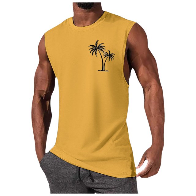 Ramiter Tank Tops for Men Men Microfiber Light Compression Tank Yellow,3XL