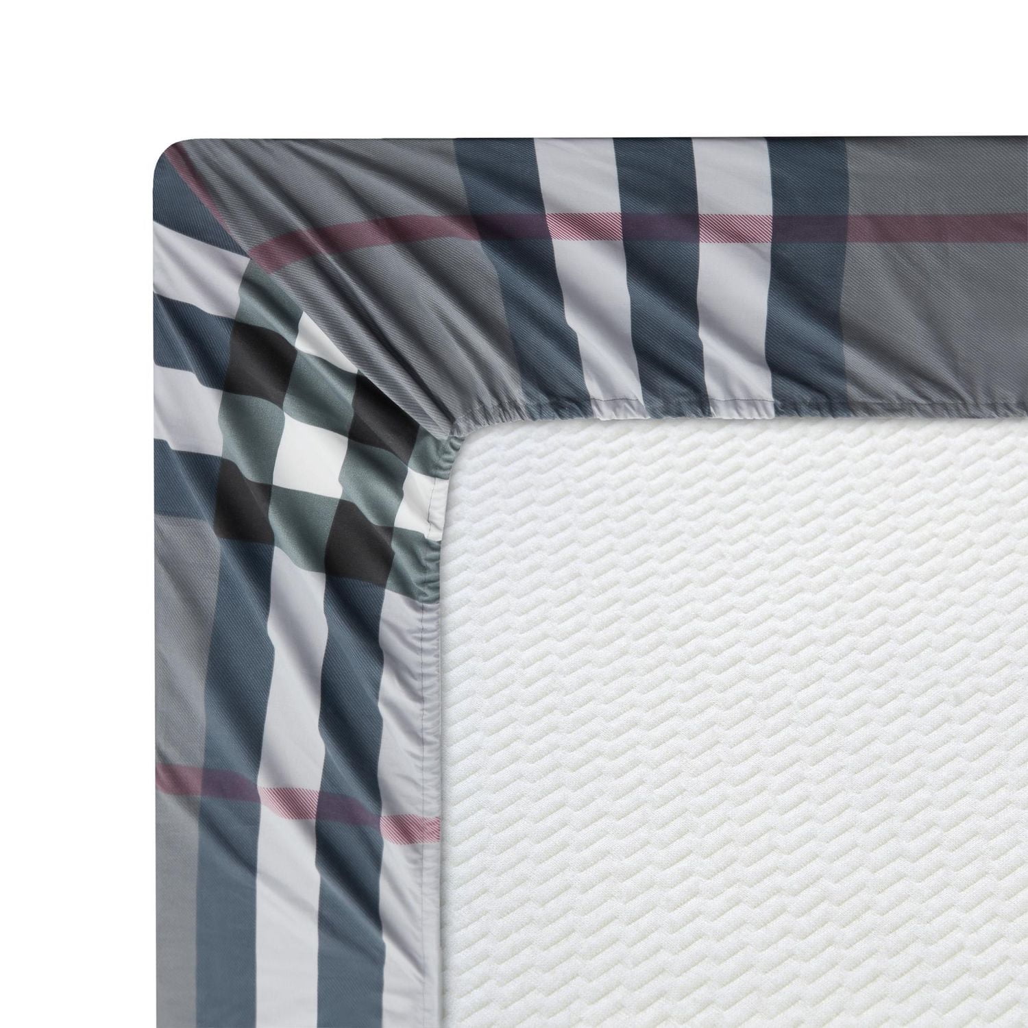Literie Marina Décoration ultra douce, soyeuse et riche en soie, imprimée, en rayonne de bambou, toutes saisons, avec taies d'oreiller, motif tartan gris moderne