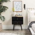 thumbnail image 3 of Mid Century Modern 2-Drawer Bedroom Nightstand in Black, 3 of 14