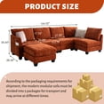 thumbnail image 4 of 124" Modular Sectional Sofa, U-Shaped 6 Seater Sectional Sofa with Storage Ottoman & USB Ports,Orange, 4 of 9