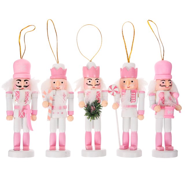 5pcs Festival Nutcracker Decoration Wooden Nutcracker Festival Nutcracker Tabletop Ornament