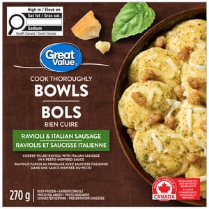 Great Value Ravioli & Italian Sausage Bowls, 270 g