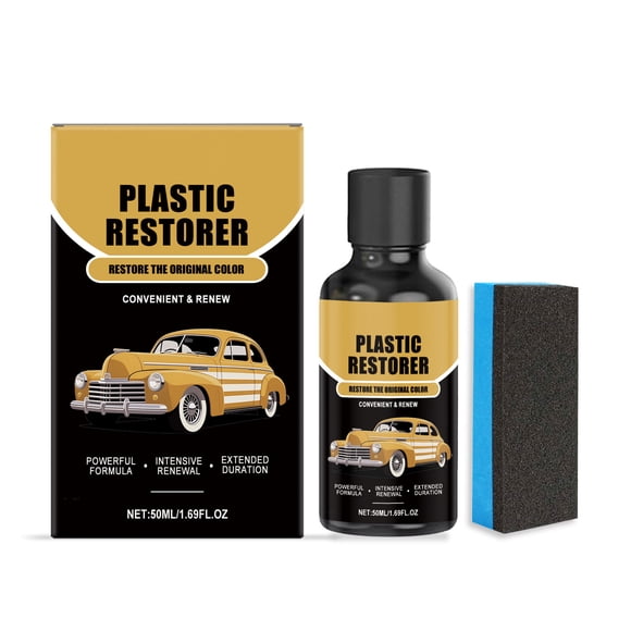 50Ml Automotive Plastic Restorer For Interior And Exterior Parts Car Dashboard Trim Cleaner Polish Conditioner With Sponge Applicator Included 80G