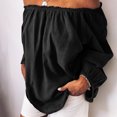 thumbnail image 2 of Pompotops Women Casual Solid Stringy Long Sleeved Off The Shoulder Tops Clearance, 2 of 6