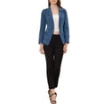 thumbnail image 2 of INSPIRE Chic Blazer en Jean pour Femmes, Revers, Col à Encoche, Manches Longues, Vestes en Denim, S Bleu Denim, 2 of 7