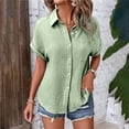 thumbnail image 1 of TINZ Chemise à Manches Chauve-Souris Boutonnée Unie à la Mode et Décontractée pour Dames, Manches Courtes, Automne, pour Femmes, Tunique de Baseball à Manches Longues pour Femmes, 1 of 4