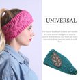 thumbnail image 2 of fastboy Crochet Headbands Winter Leaves Pattern with Rhinestones Elastic Head Protector Wide Warm Chunky Hair Accessories for Girls Post Green, 2 of 5