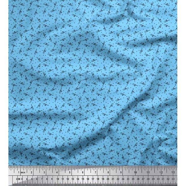Soimoi Cotton Duck Fabric Triangle & Saxophone Musical Instrument Print Fabric by Yard 56 Inch Wide