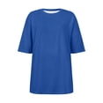 thumbnail image 4 of WEIYLL Ladies T Shirts Oversize Sports Summer Solid Tunic Loose With Slits Blue Tees Sizes XXL, 4 of 4