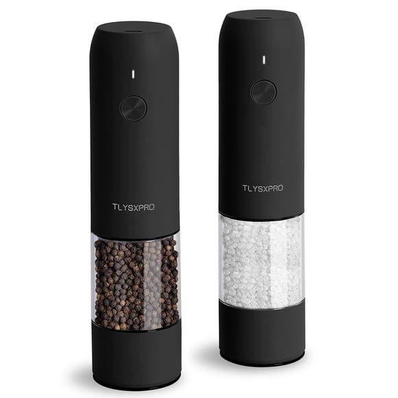 Electric Salt and Pepper Grinder Set, USB Rechargeable, Automatic Salt and Pepper Mill Grinder with Adjustable Coarseness, Electric Salt Shakers, LED