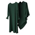 thumbnail image 4 of LUOGENLI Dress Girls Round Neck Ruffled Solid Color Dress with Pattern Flounce Dress for Girls Trendy Summer Knee Length Dark Green 11-12Years, 4 of 4