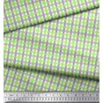 thumbnail image 2 of Soimoi Green Poly Georgette Fabric Window Pane Check Printed Fabric 1 Yard 52 Inch Wide, 2 of 3