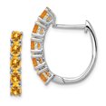 thumbnail image 1 of Boucles d'Oreilles Créoles à Charnière en Argent Sterling 925 avec Citrine, 1 of 6