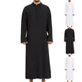 thumbnail image 1 of Gspmoly T-Shirt Homme, Robe Décontractée Homme Style Ethnique Uni Bouton Musulman Manches Longues Col Montant Haut Homme Offres de Vacances, 1 of 9