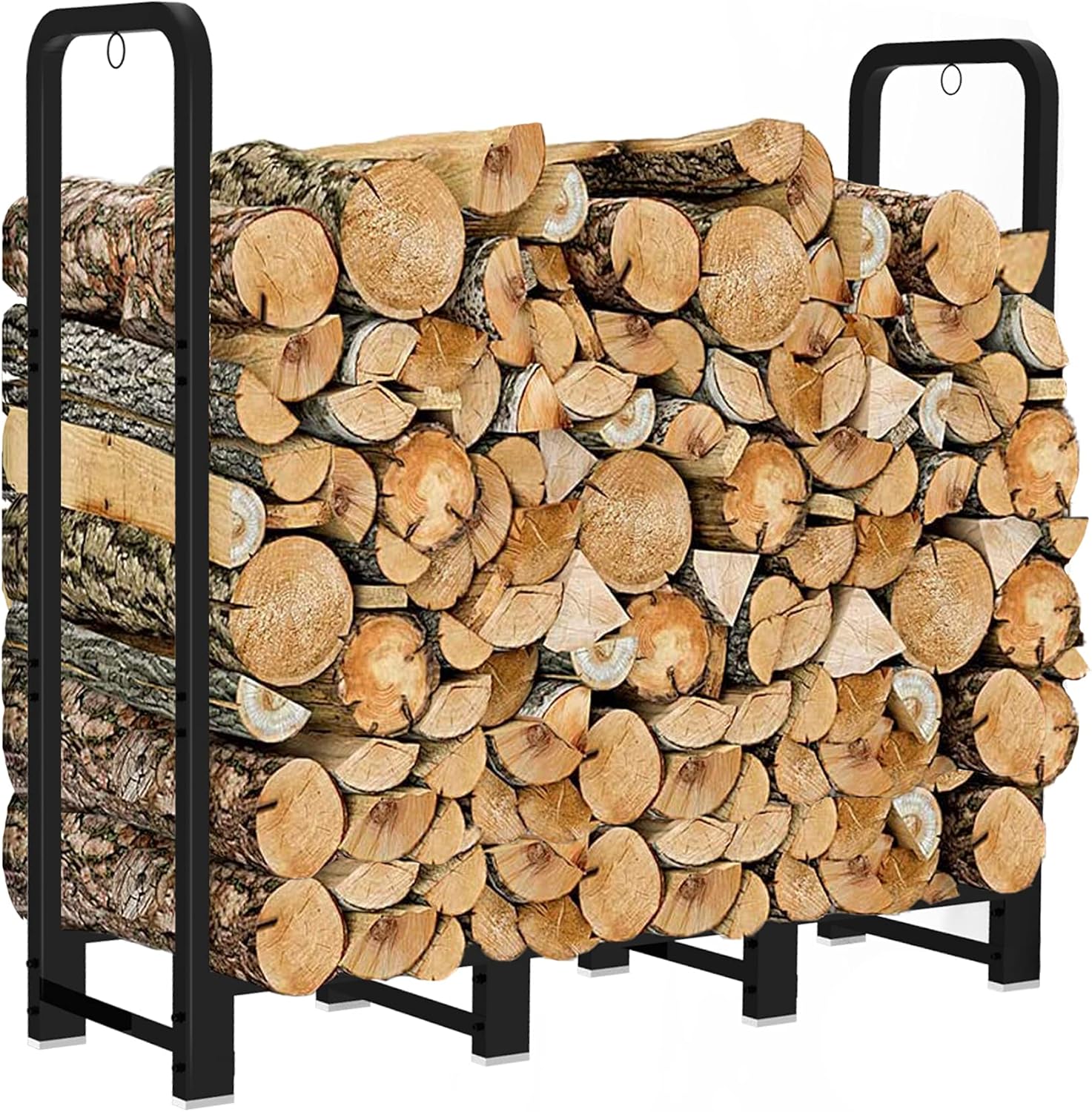 Firewood Rack Outdoor ft Heavy Duty Logs Holder for Indoor Fireplace Metal Wood Pile Storage Stacker Organizer Matte
