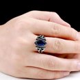thumbnail image 3 of Men Crystal Ring Party Ceremony Wedding Boys Vintage Style Simple Design Portable Steel Rings Hand Jewellery Birthday Gift Blue Size 9, 3 of 6