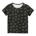thumbnail image 4 of FAIWAD T-Shirts à Manches Courtes pour Filles, T-Shirts Imprimés de Cœurs, Col Rond, T-Shirt Décontracté, Blouse, Été, Classique, Basique, Chandail à Enfiler, 4 of 4