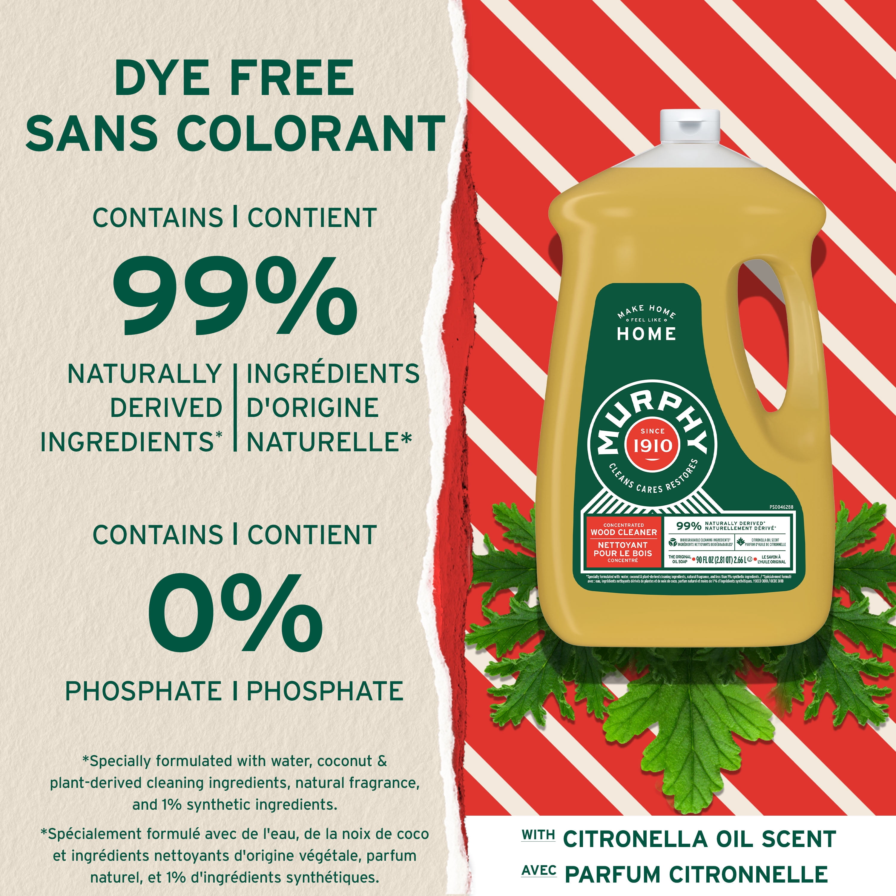 Savon à l’huile Murphy, formule concentrée, nettoyant bois, citronnelle, 2,66 l