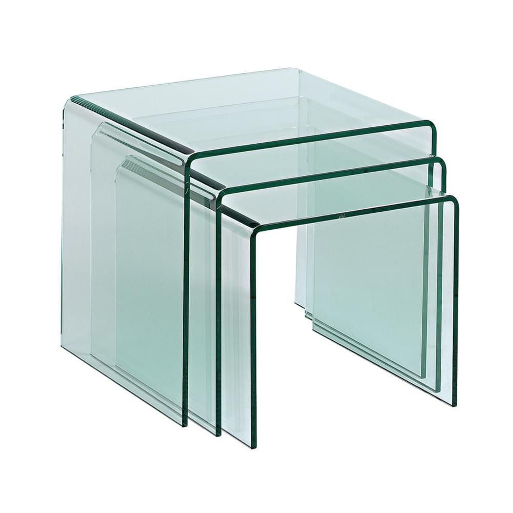 Heavenly Collection Nesting Table, Glass Nesting Table, Un-tempered Glass Nesting Table, Bent Glass Nesting Table, Waterfall Nesting Table, Set Nesting Table