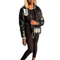 thumbnail image 2 of Women Varsity Jacket Long Sleeve Cropped Baseball Jacket Bomber Coats, 2 of 3