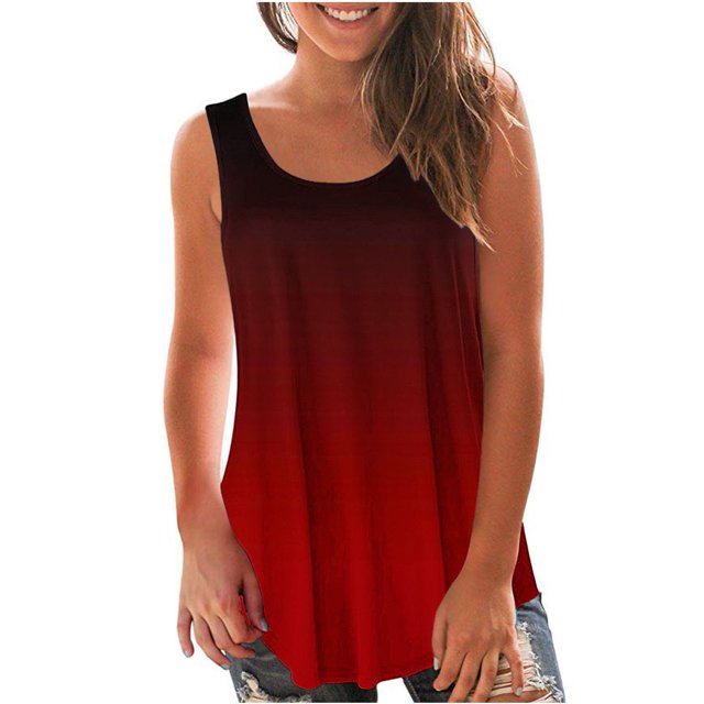 Yuyuzo Débardeurs pour Femmes Été Sans Manches T-Shirt Décontracté Col Rond Chic Color Block Blouse Fluide de Plage