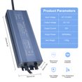 thumbnail image 4 of Tignapoo Bloc d'Alimentation LED Étanche IP67 de 300 W pour Éclairage Extérieur, Signalisation et Bandes avec Surcharge, Court-Circuit et Protection contre les Surtensions, Sortie 12 V, Entrée CA180-240 V, 4 of 6