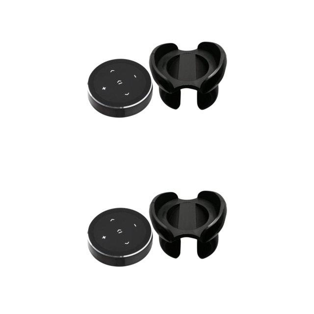 ZheElen Volant de Voiture Télécommande Musique Diffusion en Continu Noir avec Support 36x36x8.5mm 2ensemble