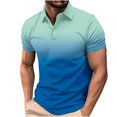 thumbnail image 1 of Birdeem Shirts for Men Mens Casual Gradient Short Sleeved Lapel Button Up T-Shirt Top, 1 of 12