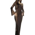 thumbnail image 1 of Maxi Dresses for Women Elegant Classy Fall Long Bell Sleeve Ruched Bodycon Fitted Cocktail Party Slit Dress Brown XL, 1 of 8