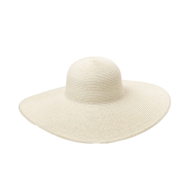 WZXFASHION Summer Solid Color Fashion Rhinestone14cm Oversized Sun Hat Ladies Beach Hat Travel Foldable Hat Clothing Shoes & Accessories White1 One Size