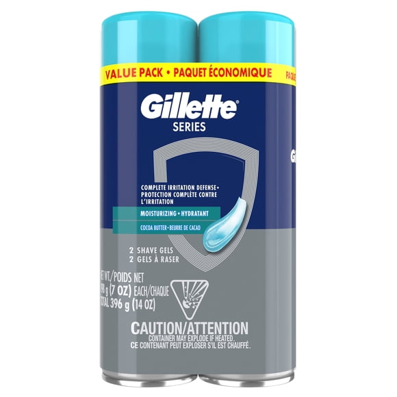 Gel à raser hydratant Gillette Series pour hommes, protège contre l’irritation causée par le rasage, gel à raser avec beurre de cacao, convient à la peau sensible