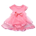 thumbnail image 1 of MIASHUI Robe Barboteuse Tutu pour Bébé Fille à Manches Courtes, Robe de Princesse pour Fête d'Anniversaire, Rose, 0-3 Mois, 1 of 8