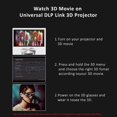 thumbnail image 2 of Active Shutter 3D Glasses, 144Hz Refresh Rechargeable 3D Glasses for DLP L Ink 3D Projector, 1080P Glasses Wearable by Myopic People with Long Battery, 2 of 5