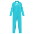 thumbnail image 2 of TiaoBug Girls Ice Skating Jumpsuit Rhinestone Mock Neck Competition Figure Skating Dancewear Lake Blue 14, 2 of 7